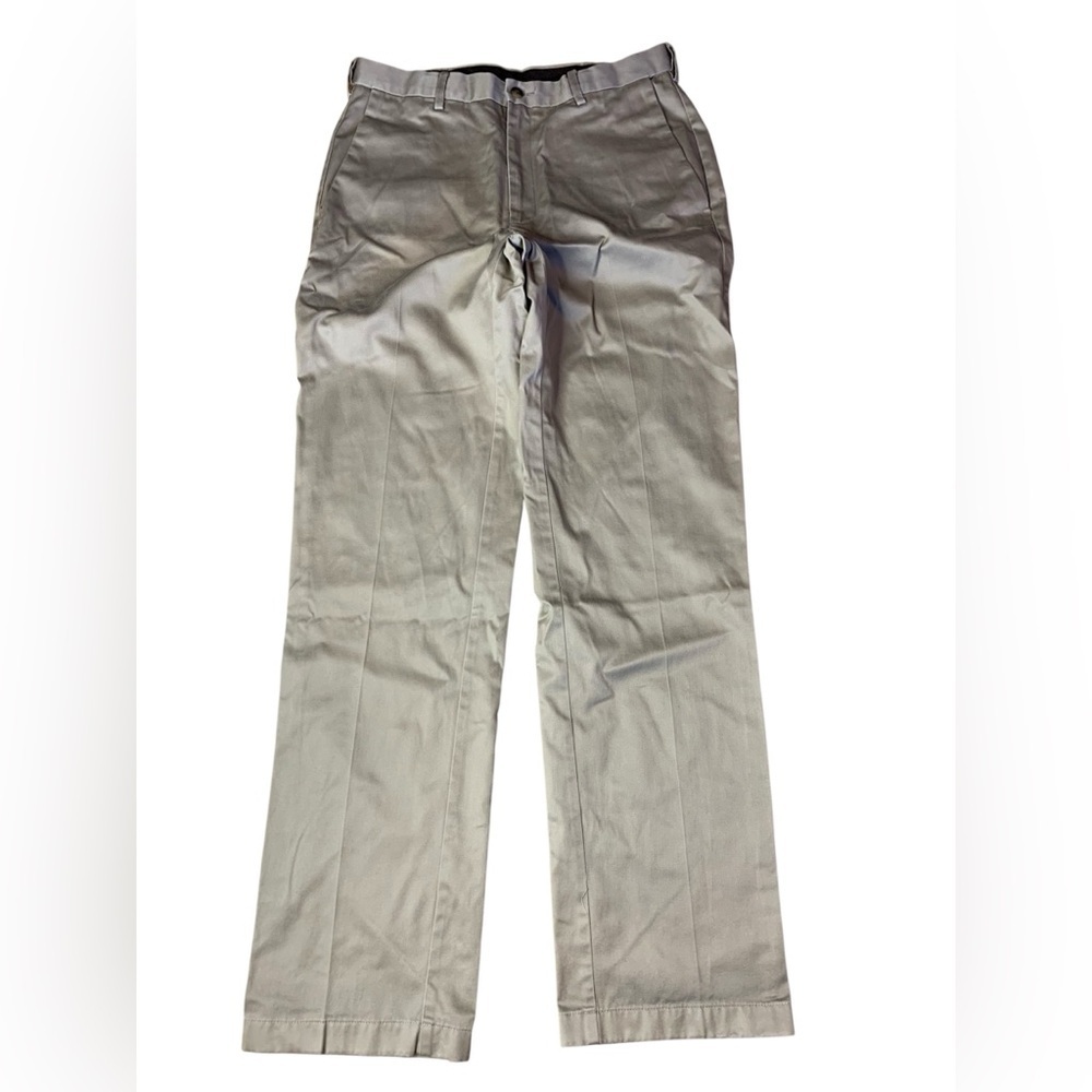 Haggar 100% Cotton Flat Front Chino Pants - 32x34 - Grey / Tan Khaki
